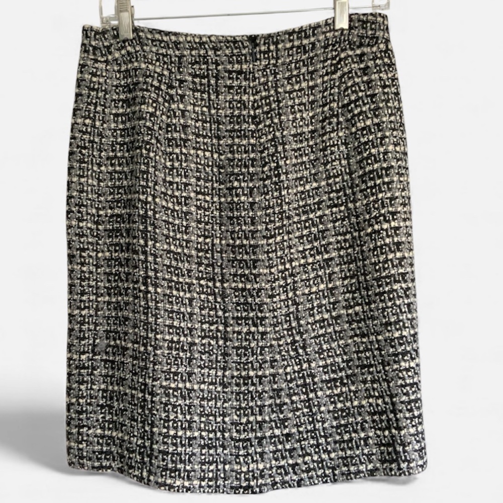 J Crew Factory The Pencil Skirt Tweed Boucle Wool Blend Black Grey Ivory SZ 2 - Picture 5 of 12